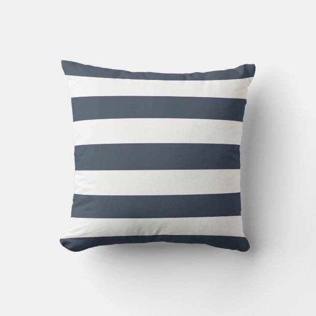 Modern Navy Blue and White Rand Utomhuskudde (Framsida)