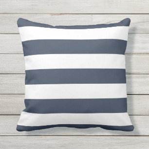 Modern Navy Blue and White Rand Utomhuskudde