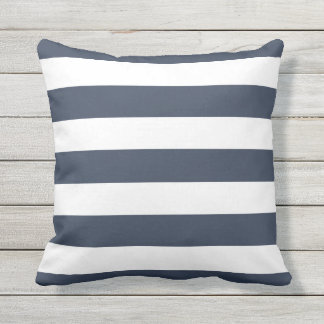 Modern Navy Blue and White Rand Utomhuskudde