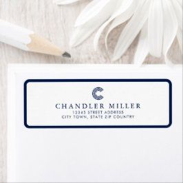 Modern Navy Blue Border Custom Stationery Address Returadress Etikett