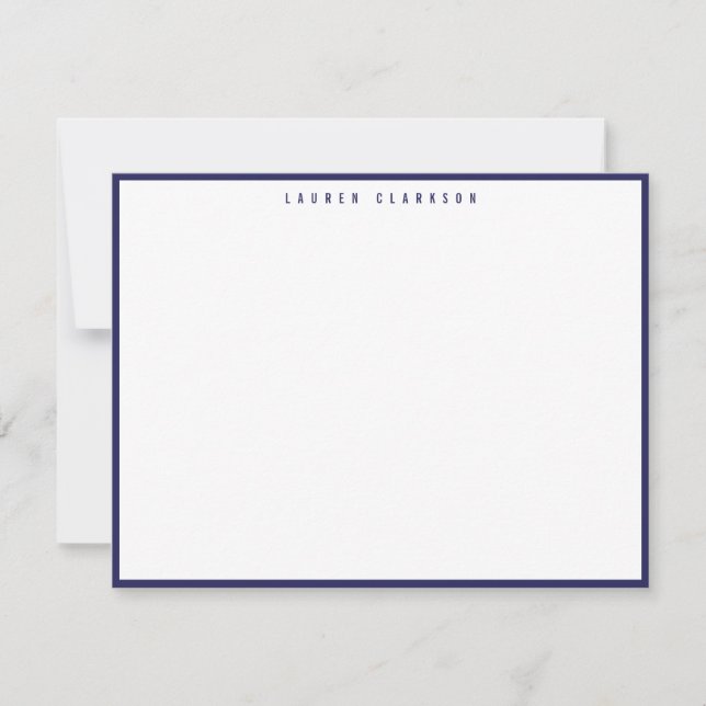 Modern Navy Blue Border Note Card Inbjudningar (Framsida)