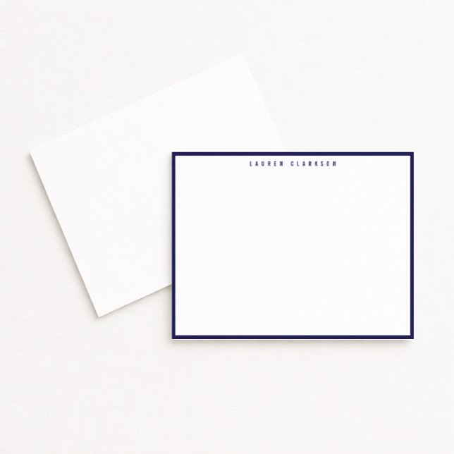 Modern Navy Blue Border Note Card Inbjudningar (Skapare uppladdad)