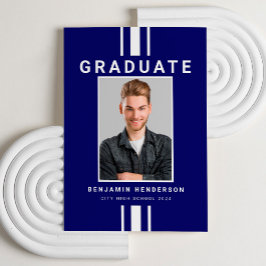 Modern Navy Blue Boy Photo Studenten Meddelande