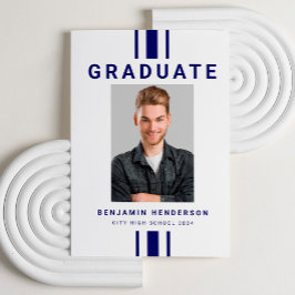 Modern Navy Blue Boy Photo Studenten Meddelande