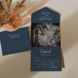 Modern Navy Blue Bröllop Photo | MonogramOSA