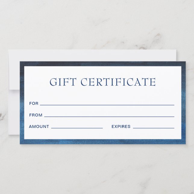Modern Navy Blue Business Gift Certificate (Framsida)