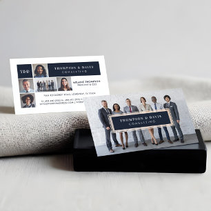 Modern Navy Blue Business Team Photos Collage Grid