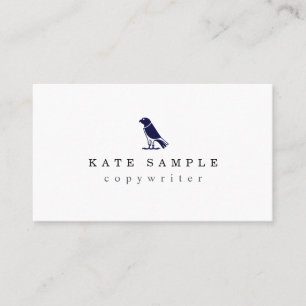 Modern Navy Blue Copywriter Personal Brand Bird Visitkort