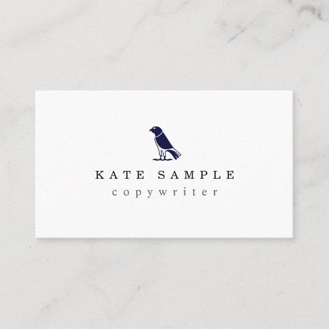 Modern Navy Blue Copywriter Personal Brand Bird Visitkort (Framsida)
