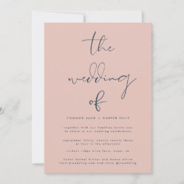 Modern Navy Blue Dusty Ro Bröllop Inbjudningar