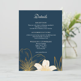 Modern Navy Blue Flower Bröllop-kuvert Tack Kort