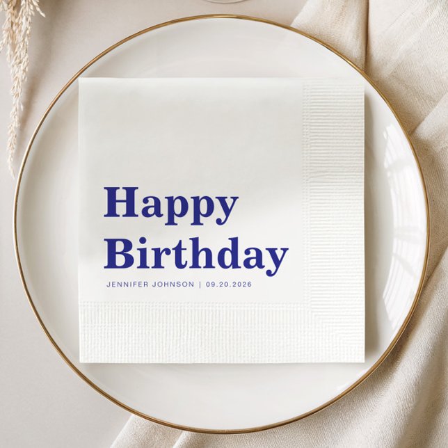 Modern Navy Blue Födelsedag Pappersservett (Modern Navy Blue Birthday Napkins
)