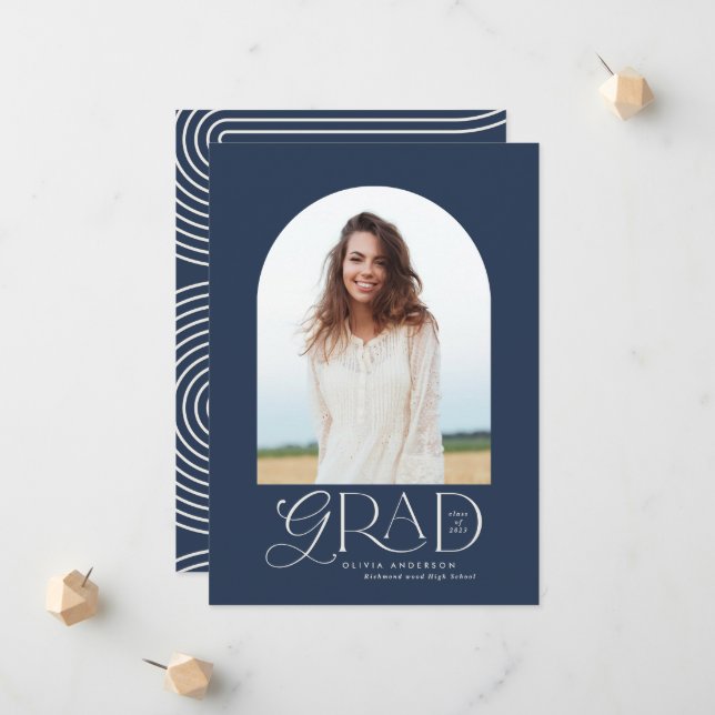 Modern navy blue geometric phoarch studenten meddelande (Fram/Back In Situ)