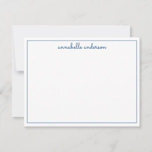 Modern Navy Blue Girly Calligraphy-skript Gräns Anteckningskort