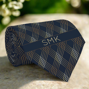 Modern Navy Blue Golden Rhombus Rand Mönster Slips