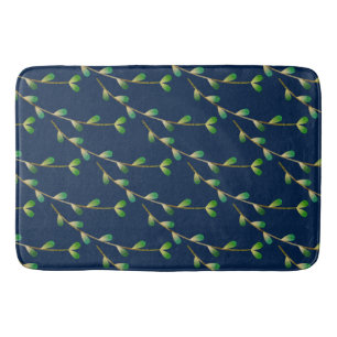 Modern Navy Blue Greenery Badrumsmatta