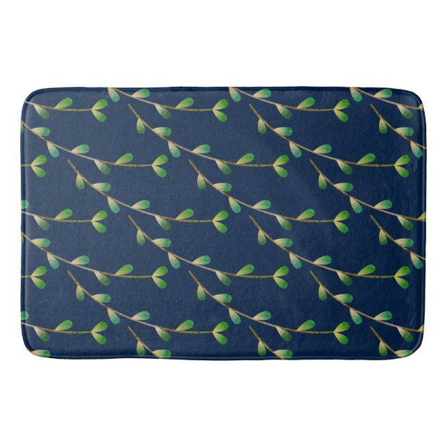Modern Navy Blue Greenery Badrumsmatta (Framsidan)