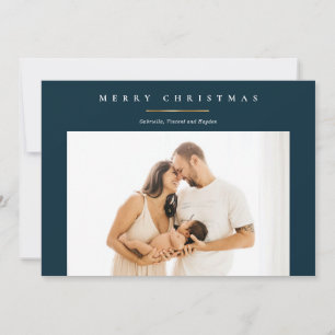 Modern Navy Blue Guld God jul-fotokort Julkort
