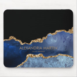 Modern Navy Blue Guld Marble Glitter Office Musmatta