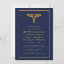 Modern Navy Blue Guld Nursing School Student