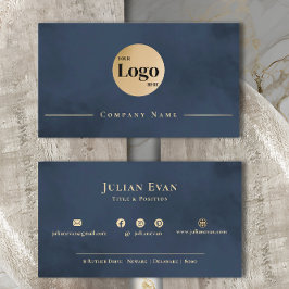 Modern Navy Blue Guld Professionell Company Logoty Visitkort