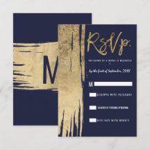 Modern Navy Blue Guld Simple Brushstrokes OSA