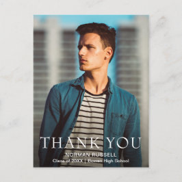 Modern Navy Blue Guy Photo Studenten Tack Vykort