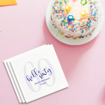 Modern Navy Blue Hej 60 Birthday Napkins