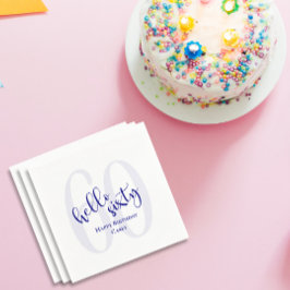 Modern Navy Blue Hej 60 Birthday Napkins Pappersservett