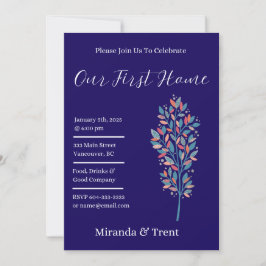 Modern Navy Blue HouseuppvärmParty Inbjudningar