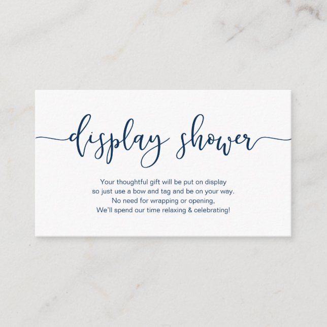 Modern Navy Blue minimalism font, Visning Shower Tilläggskort (Framsida)