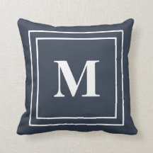 Modern Navy Blue Monogram Dekorativ kudde