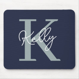 Modern Navy Blue Monogram Script Musmatta