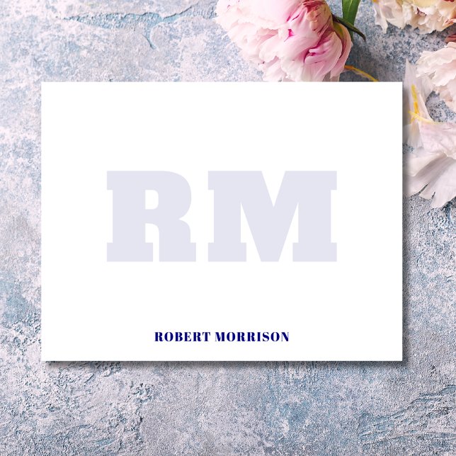 Modern Navy Blue Monogram Stationery Note Card Inbjudningar (Skapare uppladdad)