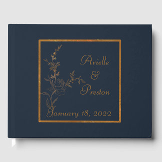 Modern Navy Blue och Guld Guest Bok