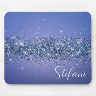 Modern Navy Blue Ombre Glitter Glam Namn Musmatta