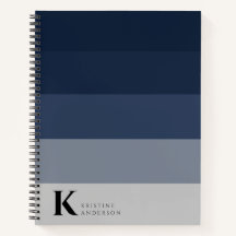 Modern Navy Blue Ombre Grått Classic Monogram