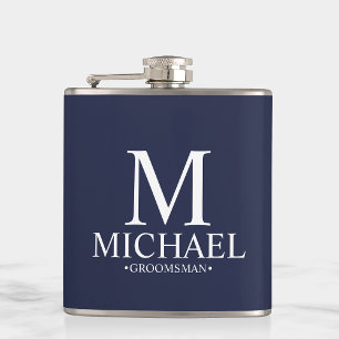 Modern Navy Blue Personlig Groomsman Fickplunta