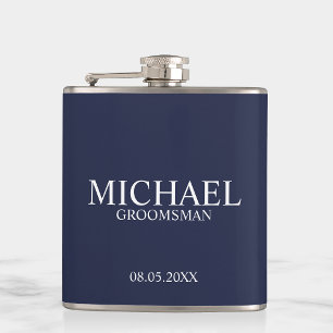Modern Navy Blue Personlig Groomsman Fickplunta