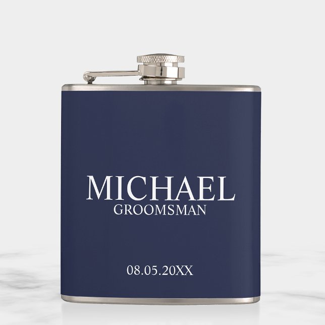 Modern Navy Blue Personlig Groomsman Fickplunta (Skapare uppladdad)