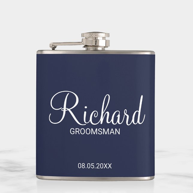Modern Navy Blue Personlig Groomsman Fickplunta (Skapare uppladdad)