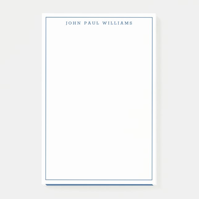 Modern Navy Blue Professionell Thin Gräns Line Post-it Block (Framsida)