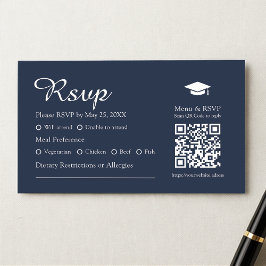 Modern Navy Blue QR Menu Choice Studenten OSA Tilläggskort