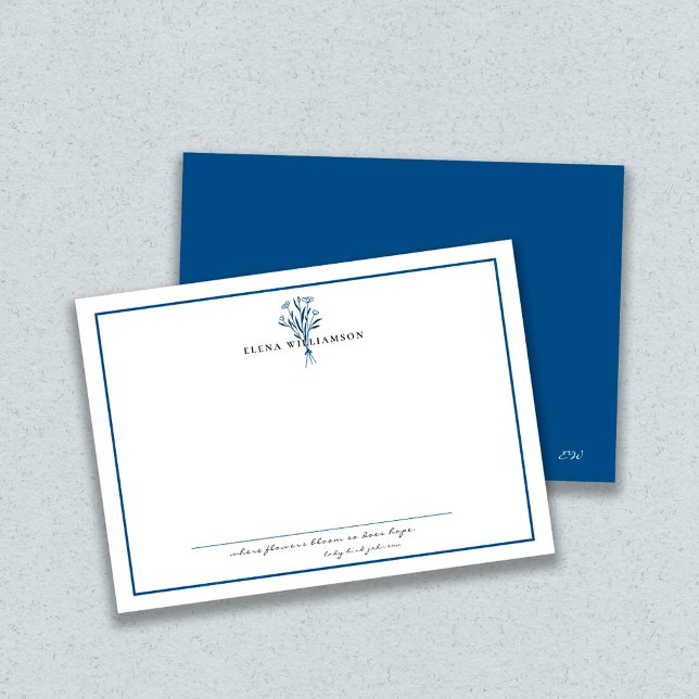 Modern Navy Blue Ram Flowers & Hope Personlig Anteckningskort (Skapare uppladdad)