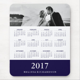 Modern Navy Blue Rand 2017 Kalender och foto Musmatta
