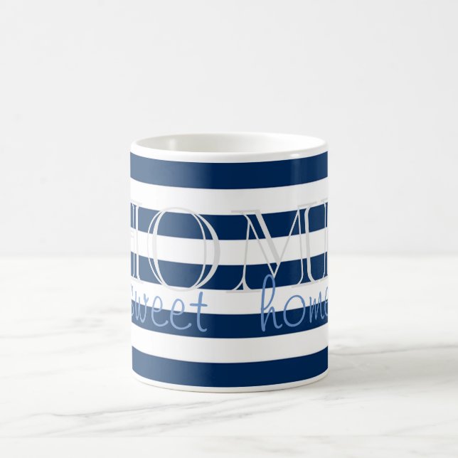 Modern Navy Blue Rand ,Home Sweet Home Kaffemugg (Center)