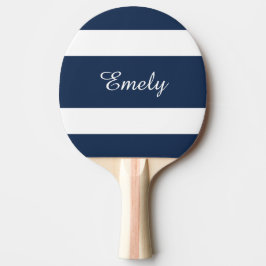 Modern Navy Blue Rand Namn Pingisracket