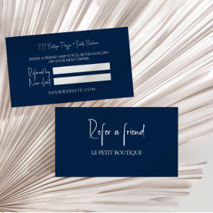 Modern Navy Blue Refa Friend Referral Card