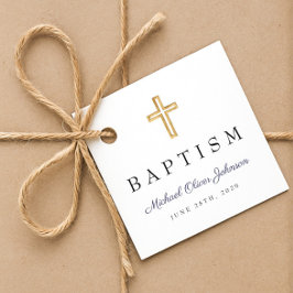 Modern Navy Blue Religiösa Kor Script Baptism Gåvor Etiketter