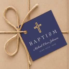Modern Navy Blue Religiösa Kor Script Baptism Gåvor Etiketter